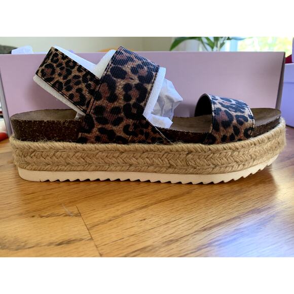Leopard Espadrille Sandals Size 5.5 - Picture 1 of 5